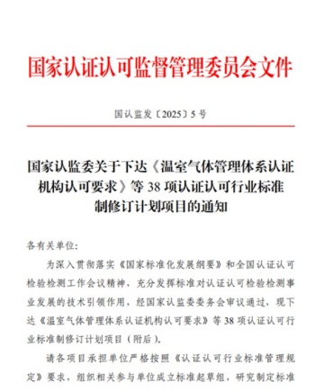 中环联合申请的《温室气体管理数智化系统评价指南》认证认可行业标准通过立项评审